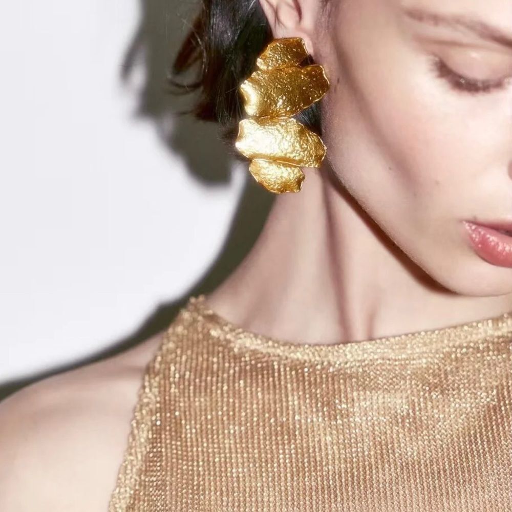 Zara Gold Statement Earrings - Picture 2 of 7